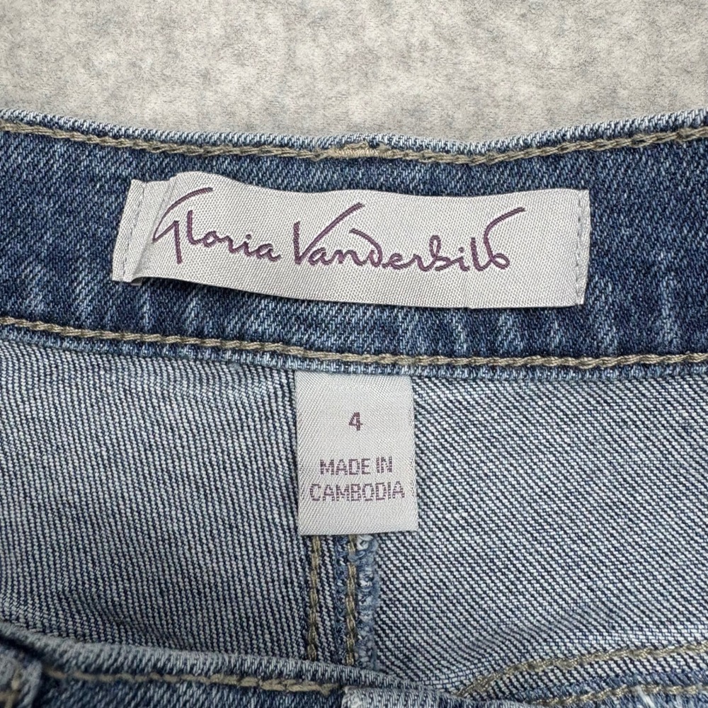 Gloria Vanderbilt Wide Leg Jeans Womens 4 Blue High Rise Dark Wash Cropped Boho - Picture 4 of 10